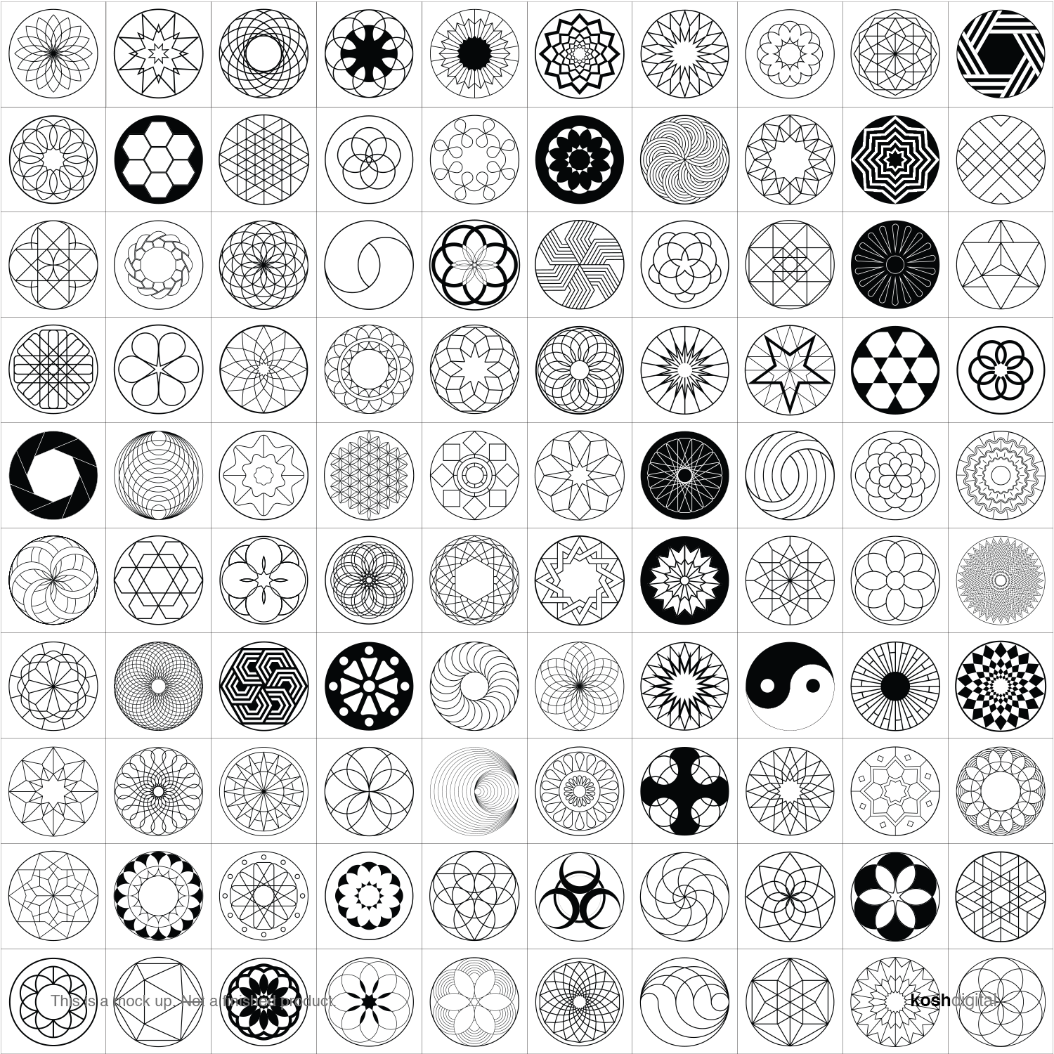 100 Circular Geometric Vector Patterns | Decorative Wall Art | Best te