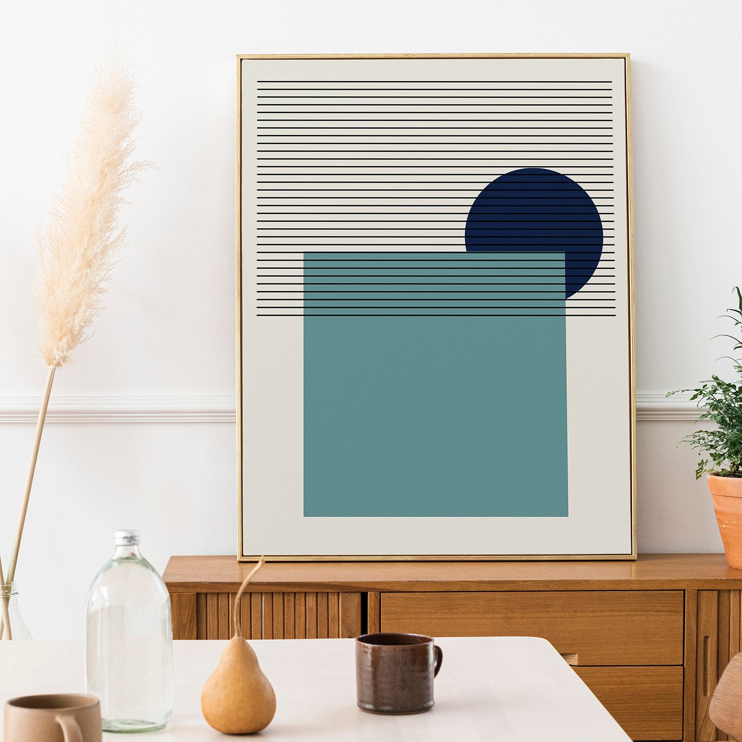 Mid Century Modern Abstract Minimal Art | Set of 6 Geometric